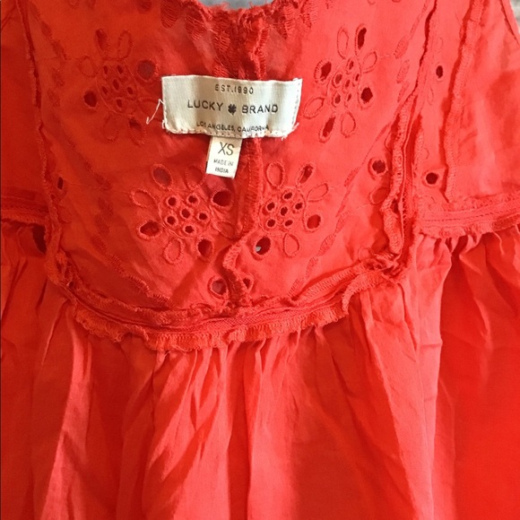 Summer staple coral red eyelet peasant top - Picture 9 of 10